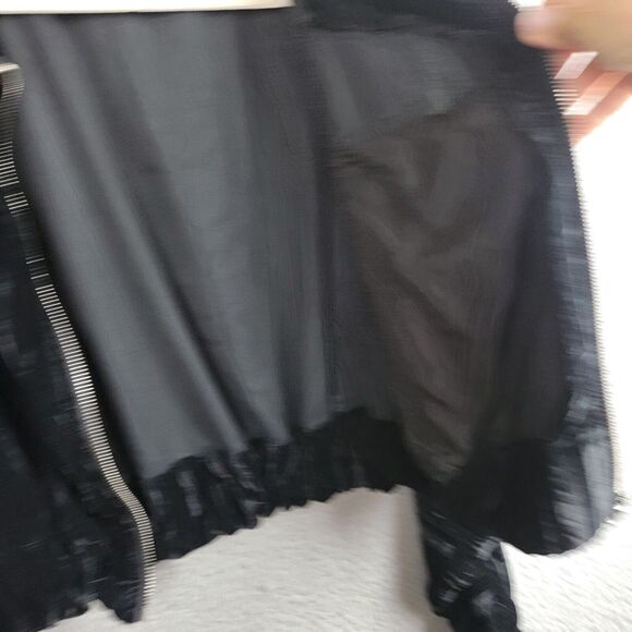 Zara Jacket Womens M Black Crushed Velvet Cropped Silver Zipper Pockets Dolman - Picture 11 of 15